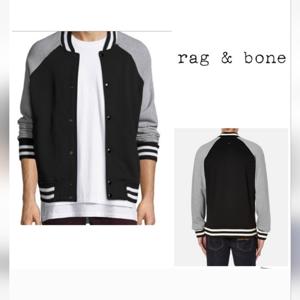 NWT Rag & Bone Black & White Arden Varsity Jacket